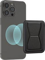 kwmobile Porte-carte magnétique adapté aux Apple iPhone séries 15/14/13/12 - Support 3 en 1 en cuir synthétique compatible avec MagSafe en noir
