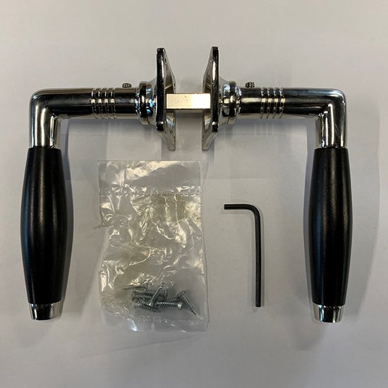 Poignée de porte des années 1930, nickel brillant / ébène