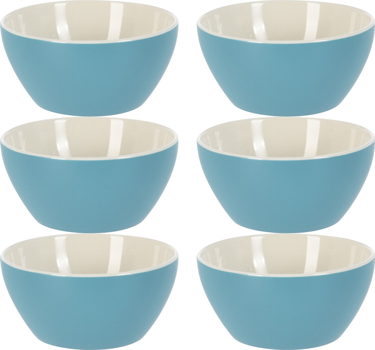 Excellent Houseware Soepkommen/schaaltjes - 6x - Acapulco - porselein - D14 x H6.5 cm - blauw