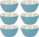 Excellent Houseware Bols/plats à soupe - 6x - Acapulco - porcelaine - D14 x H6,5 cm - bleu
