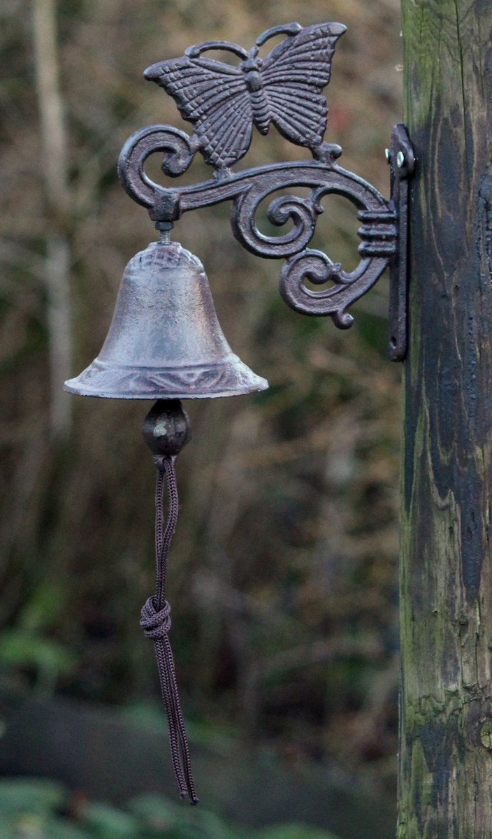 Deurbel vlinder - gietijzer - donkerbruin — afbeelding 2