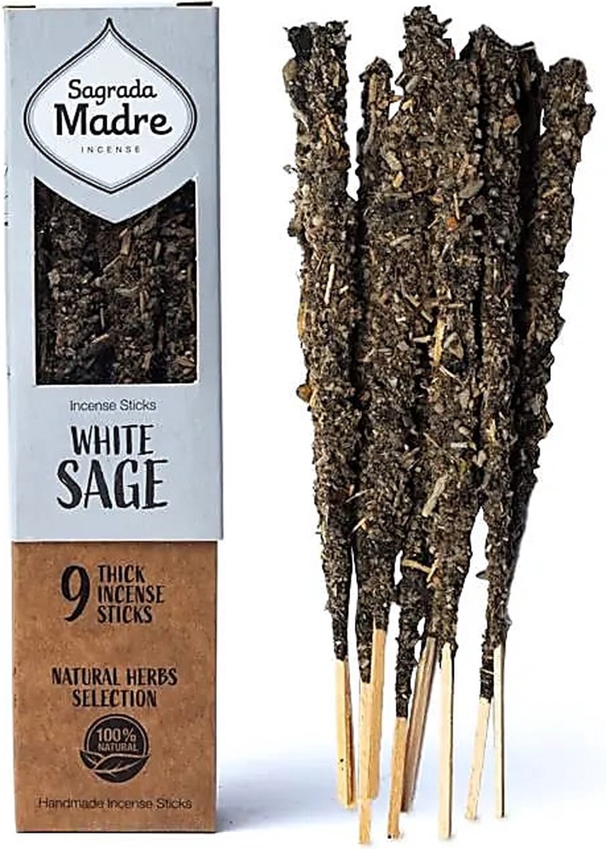 Sagrada Madre wierook - witte salie - white sage - kruidenwierook - 1 doosje 9 stokjes