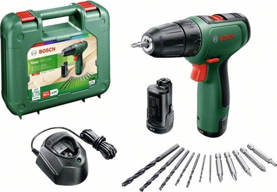 Bosch EasyDrill 1200 Accuschroefboormachine - Met dubbele schroefbit en koffer - Met 2x 12 V accu en lader