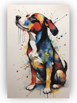 Hond Jackson Pollock stijl poster - Hond poster - Wanddecoratie huisdieren - Vintage posters - Slaapkamer posters - Slaapkamer wanddecoratie - 50 x 70 cm