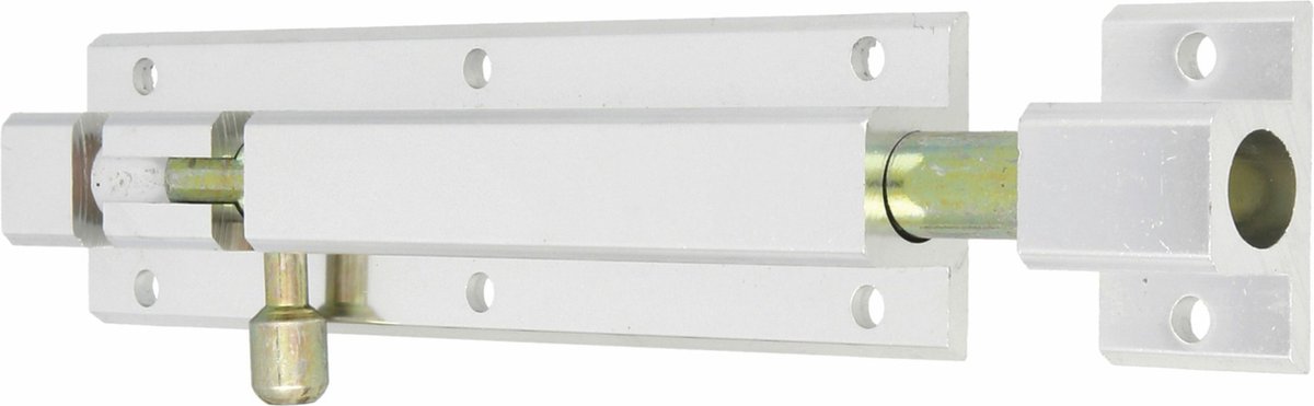 AMIG schuifslot/plaatgrendel - aluminium - 15cm - zilver - incl schroeven - deur - raam