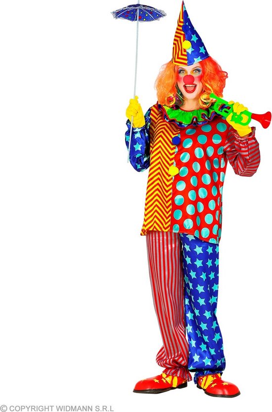 Widmann - Clown & Nar Kostuum - Hilarische Knotsgekke Clown Kostuum - Multicolor - XL - Carnavalskleding - Verkleedkleding
