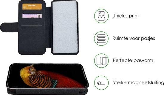 Étui pour iPhone XR Bookcase - Vogel - Ressorts - Zwart - Portrait - Avec poches - Étui portefeuille avec fermeture magnétique