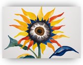 Zonnebloem kleurrijk - Bloemen wanddecoratie - Schilderijen zonnebloem - Muurdecoratie landelijk - Schilderijen op canvas - Decoratie woonkamer - 150 x 100 cm 18mm