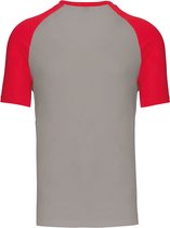 SportT-shirt Heren M Kariban Ronde hals Korte mouw Light Grey / Red 100% Katoen