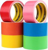 Duct Tape 6 Premium Diverse Kleur Packs Stof Gaffer Tape 50MM x 9M Inbegrepen Blauw Roze Geel Groen Oranje Rood (DT606)