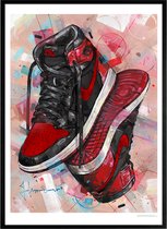 Sneaker print upside down banned bred 51x71 cm *ingelijst & gesigneerd