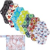 Serviettes hygiéniques lavables - Protège-slips lavables - Sous-vêtements menstruels - 25,5 cm - lot de 7