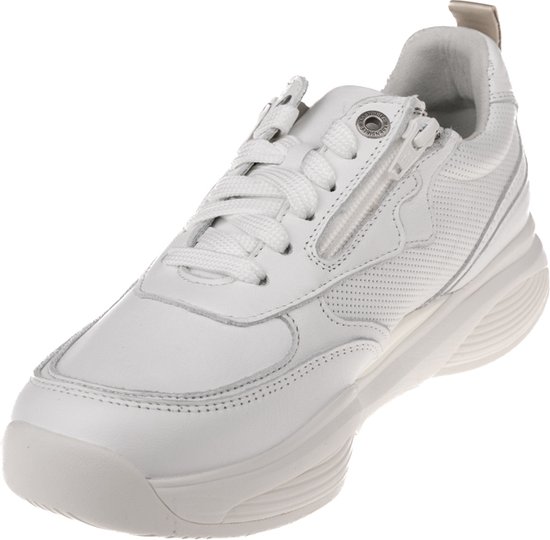 Sneaker stretchwalker Xsensible blanc avec fermeture éclair et lacets. Perforations sur le côté.
