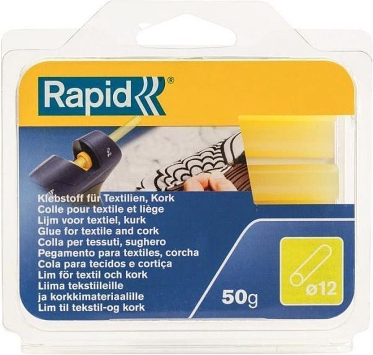 Rapid lijmstick voor textiel-kurk 94 x 12 mm 50G honingkleurig