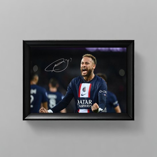 Mbappé et Neymar Art - Signature imprimée - 10 x 15 cm - Dans un cadre  Zwart Classique