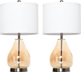 Tafellamp set van 2 - Lamp - Leeslamp - Tafellamp slaapkamer - Lamp nachtkastje - Nachtlamp - Bureaulamp - Glas - Ø30 x 56H cm