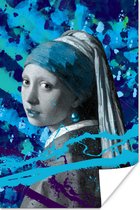 Poster Meisje met de parel - Johannes Vermeer - Blauw - 20x30 cm