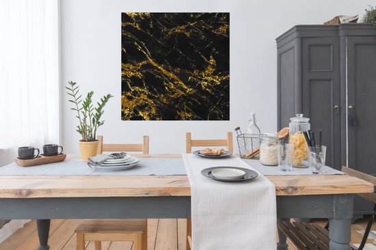 Affiche Marbre - Or - Zwart - 100x100 cm XXL