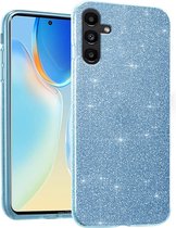 Casemania Hoesje Geschikt voor Samsung Galaxy A05S Blauw - Glitter Back Cover