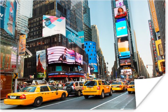 Times Square gele taxis foto afdruk Poster - Foto print op Poster (wanddecoratie)