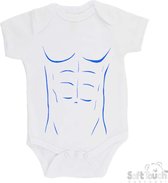 100% katoenen Romper "Sixpack" Six Pack Stoer Jongens Katoen Wit/blauw Maat 56/62