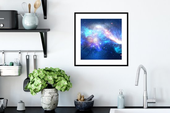 Cadre photo avec poster - Blauw - Étoiles - Espace - 40x40 cm - Cadre poster