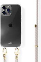 xoxo Wildhearts siliconen hoesje - Geschikt voor iPhone 15 Pro - Aqua Pink - Telefoonhoesje - Hoesje met koord - telefoonkoord - Turquoise - Roze - Transparant hoesje