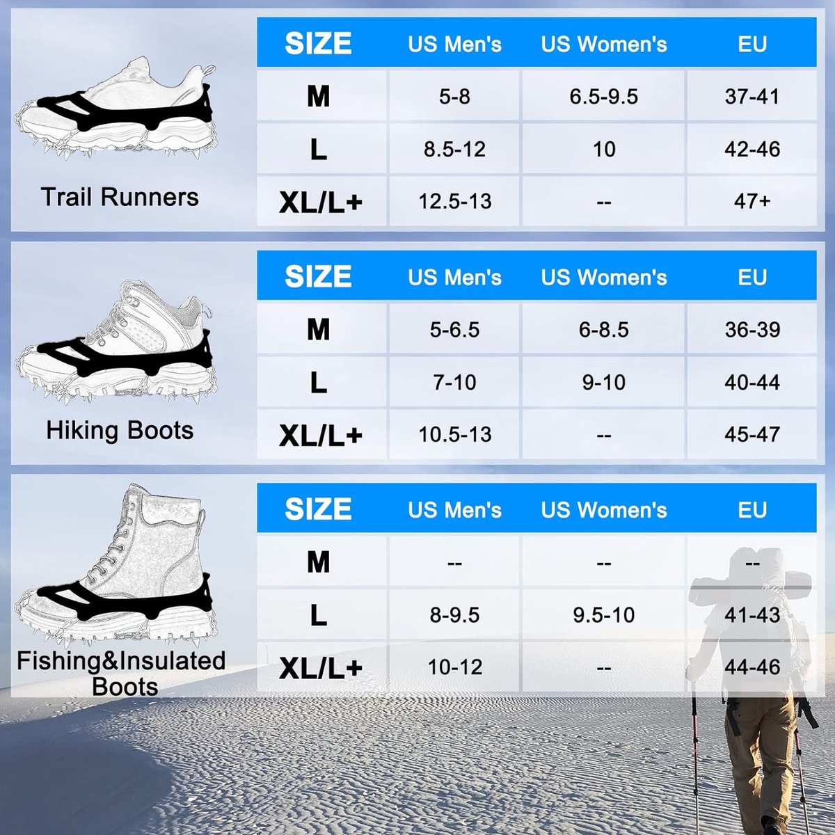 Gramijzers Grödel ijspikes, schoenenklauwen met 19 roestvrijstalen tanden, spikes voor klimmen, bergbeklimmen, trekking, hoge altitude, winter, outdoor