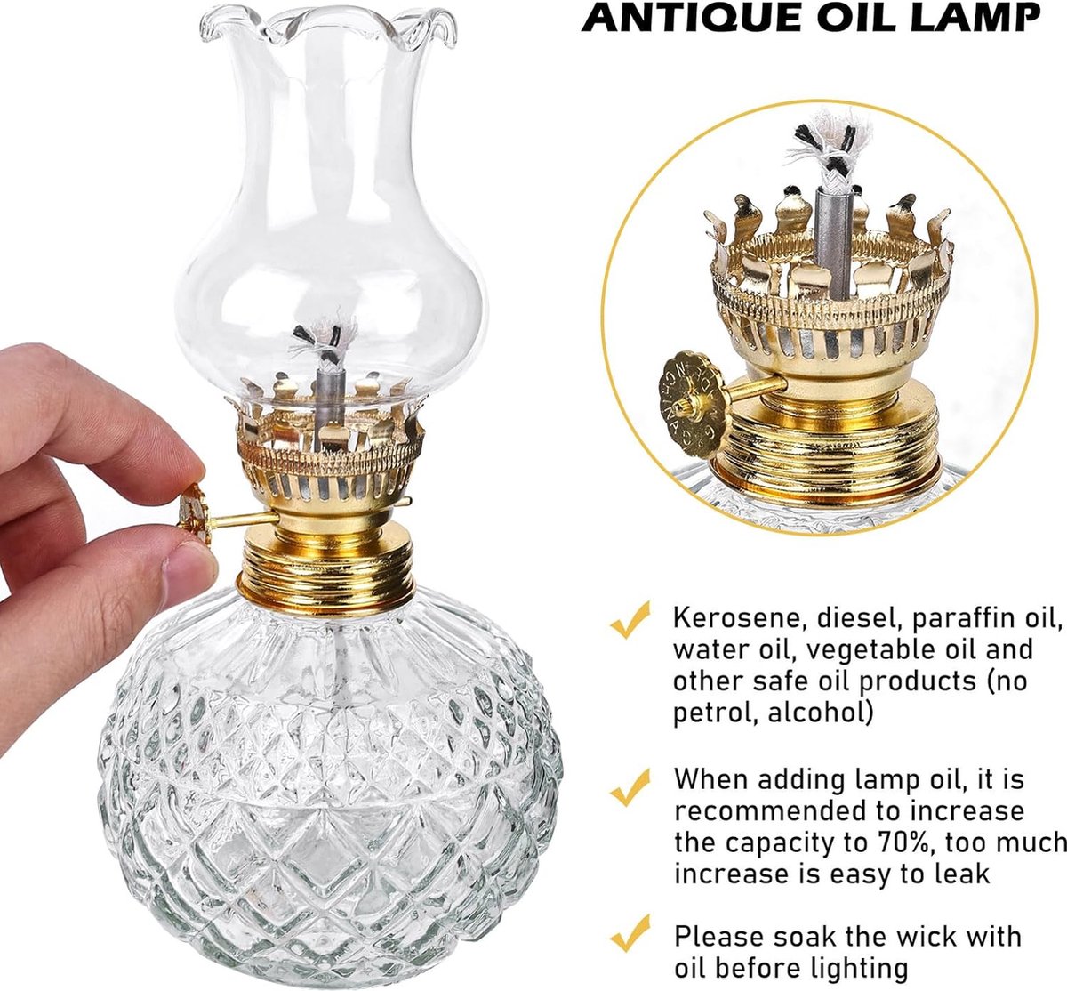Antieke opaline glas olielamp v. sl 10 - Smeerling Antiek