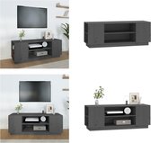 vidaXL Tv-meubel 110x35x40-5 cm massief grenenhout grijs - Tv-kast - Tv-kasten - Tv-meubel - Tv-meubel Met LED-verlichting