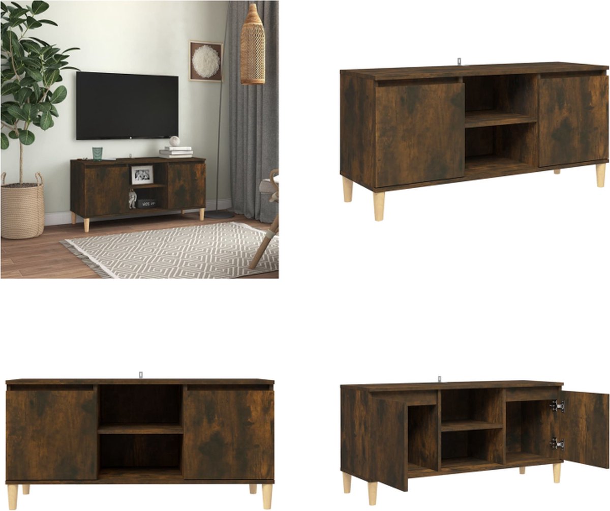 Tv-meubel met houten poten 103,5x35x50 cm gerookt eikenkleurig Tv-meubel met houten poten 103,5x35x50 cm gerookt eikenkleurig