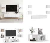 vidaXL 6-delige Tv-meubelset spaanplaat wit - Tv-meubelset - Tv-meubelsets - Tv Meubelset - Tv Meubelsets