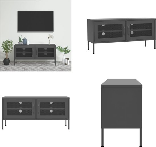 vidaXL Tv-meubel 99x39x44 cm staal antracietkleurig