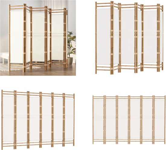vidaXL Kamerscherm 6-panelen inklapbaar 240 cm bamboe en canvas - Kamerscherm - Kamerschermen - Scheidingswand - Ruimteverdeler
