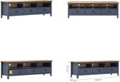 vidaXL Tv-meubel Hill 158x40x47 cm massief grenenhout grijs - Tv-kast - Tv-kasten - Televisiekast - Televisiekasten