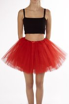 KIMU® Tutu Rood Tule Rokje - Maat L XL XXL - Rode Petticoat Rok Dames - Onderrok Tulerok Volwassenen Valentijn Harten Koningin Festival