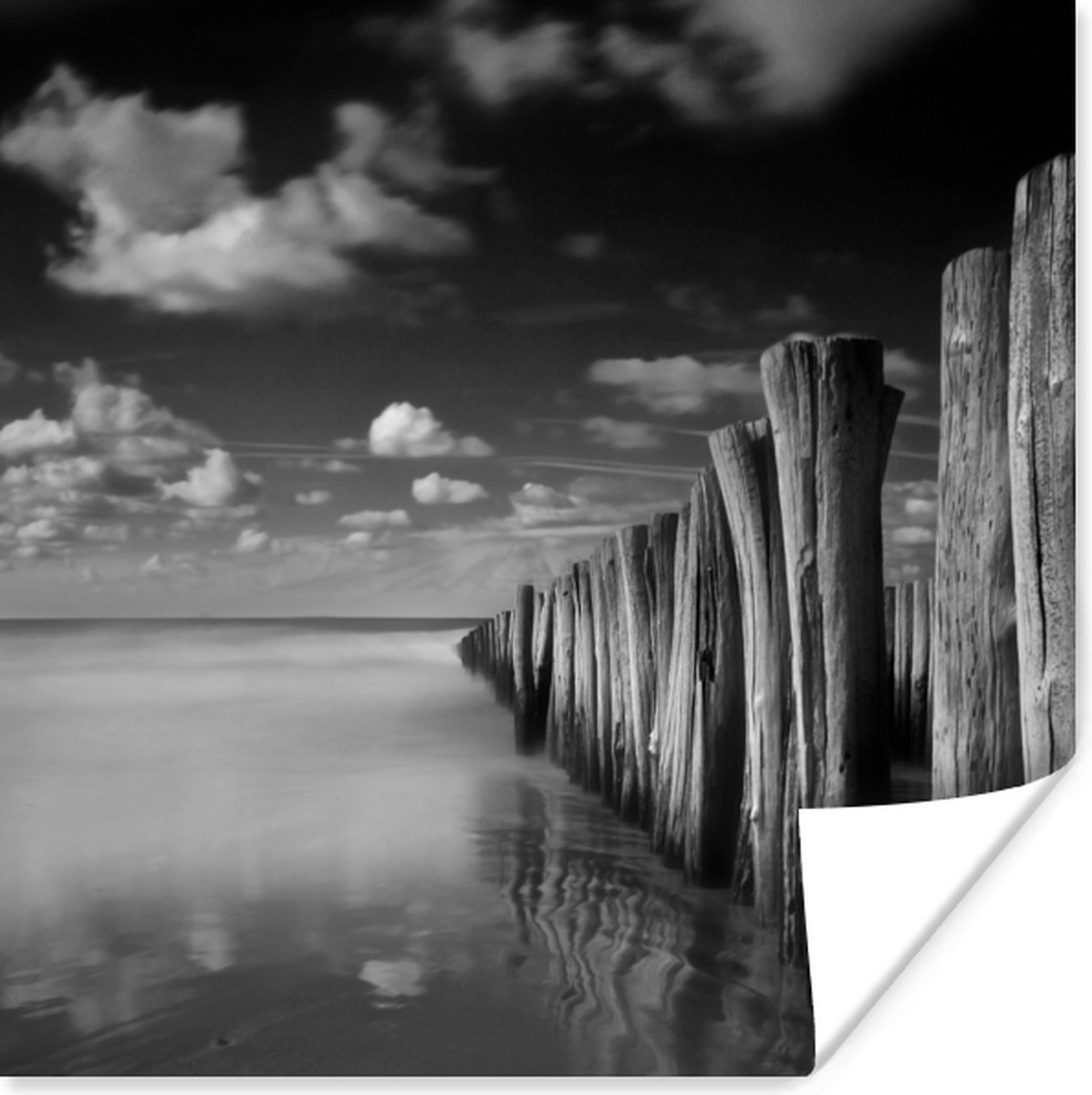 Poster Stormachtig weer zwart-wit fotoprint - 75x75 cm