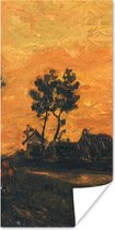 Poster Landschap bij zonsondergang - Vincent van Gogh - 20x40 cm