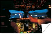 Cockpit met piloten poster 180x120 cm - Foto print op Poster (wanddecoratie woonkamer / slaapkamer) XXL / Groot formaat!