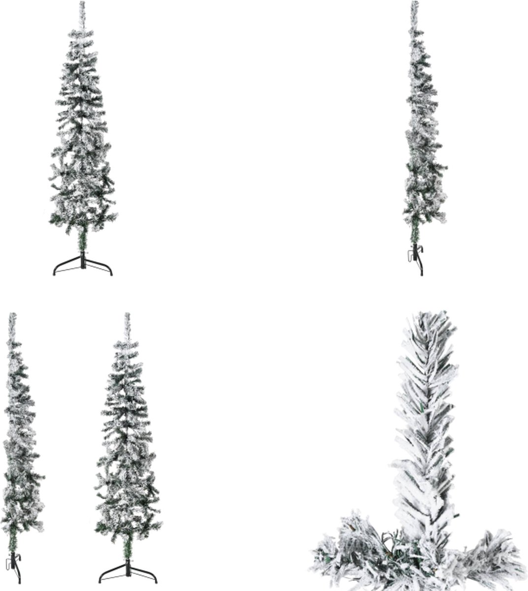 vidaXL Kunstkerstboom half met sneeuw smal 150 cm - Halve Kunstkerstboom - Halve Kunstkerstbomen - Kunstkerstboom - Kerstboom Met Sneeuw
