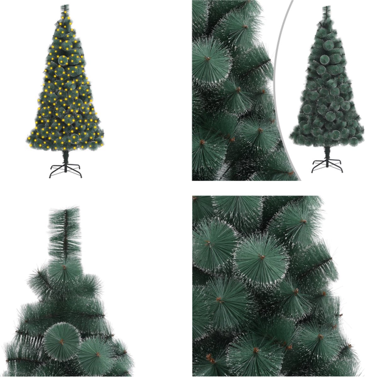 vidaXL Kunstkerstboom met LED's en standaard 210 cm PET groen - Kunstkerstboom - Kunstkerstbomen - Kerstboom - Kerstdecoratie