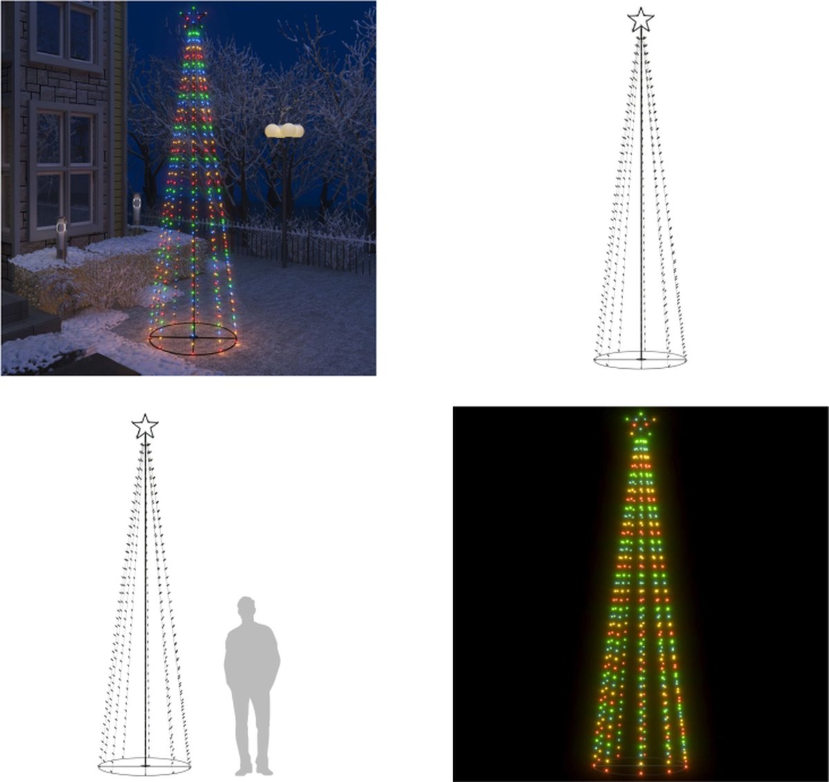 vidaXL Kegelkerstboom 400 LED's 100x360 cm meerkleurig - Kerstboom - Kerstbomen - Lichtboom - Lichtbomen