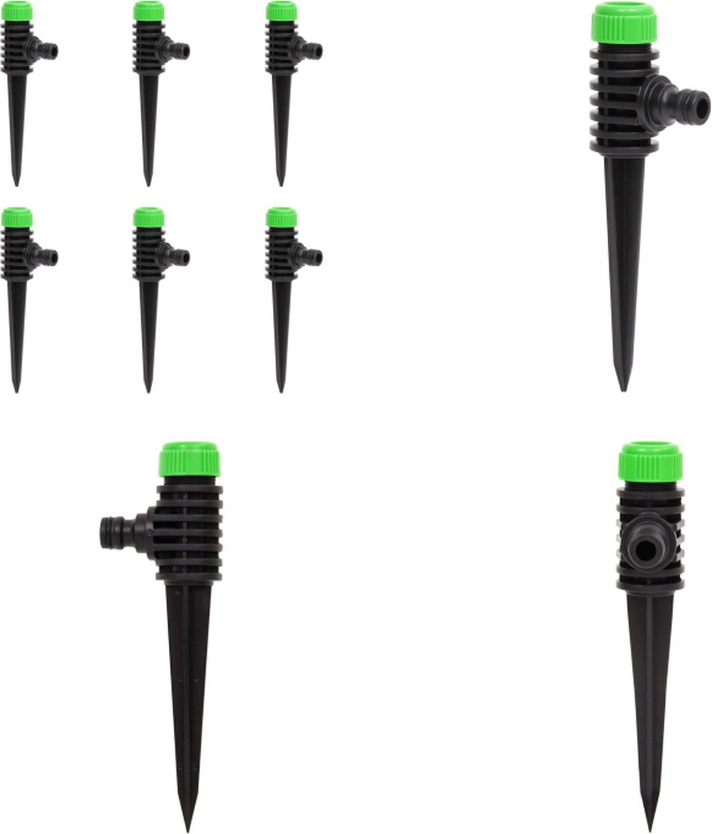 vidaXL Sproeiers 6 st 3x6x19-5 cm ABS en PP groen en zwart - Sproeier - Sproeiers - Tuinsproeier - Tuin Sproeier