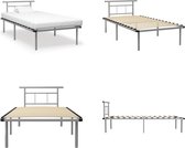 vidaXL Bedframe metaal grijs 100x200 cm - Bedframe - Bedframes - Eenpersoonsbed - Eenpersoonsbedden