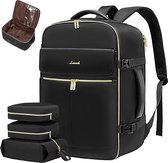 Handbagage rugzak 4 stuks - 17.3 inch laptoptas - Zwart - Reistas - 4-delige set - Waterdicht - 47 x 31 x 20 cm - Reisrugzak - 40 L - Backpacken, reizen, vakantie rugtas