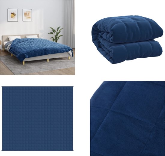 vidaXL Couverture lestée 220x240 cm 11 kg Tissu Bleu - Couverture lestée - Couvertures lestées - Couverture - Beddengoed
