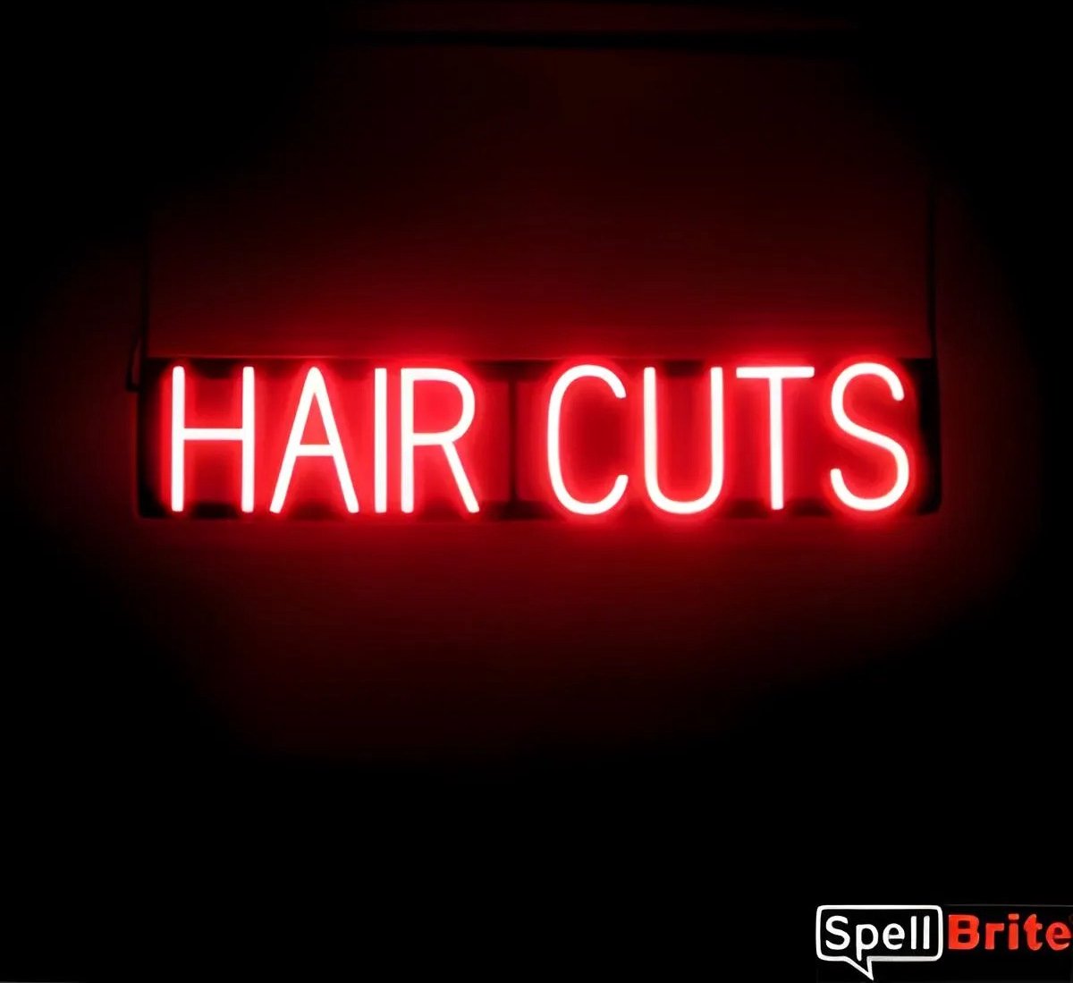 HAIR CUTS - Lichtreclame Neon LED bord verlicht | SpellBrite | 80 x 16 cm | 6 Dimstanden - 8 Lichtanimaties | Reclamebord neon verlichting
