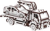 Mr. Playwood Tow Truck - 3D houten puzzel - Bouwpakket hout - DIY - Knutselen - Miniatuur - 110 onderdelen