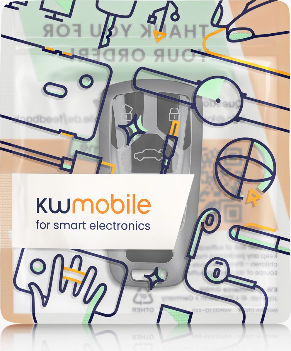 kwmobile autosleutelhoes compatibel met Audi A6 A7 A8 Q7 Q8 3-knops autosleutel Keyless - TPU beschermhoes in zilver/zwart - Autosleutelcover