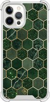 Casimoda® hoesje - Geschikt voor iPhone 12 Pro Max - Kubus Groen - Shockproof case - Extra sterk - TPU/polycarbonaat - Groen, Transparant